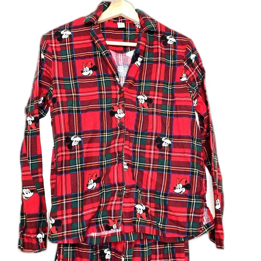 Old Navy x Disney Mickey Mouse & Friends Flannel Pajama Set Womens XS Christmas